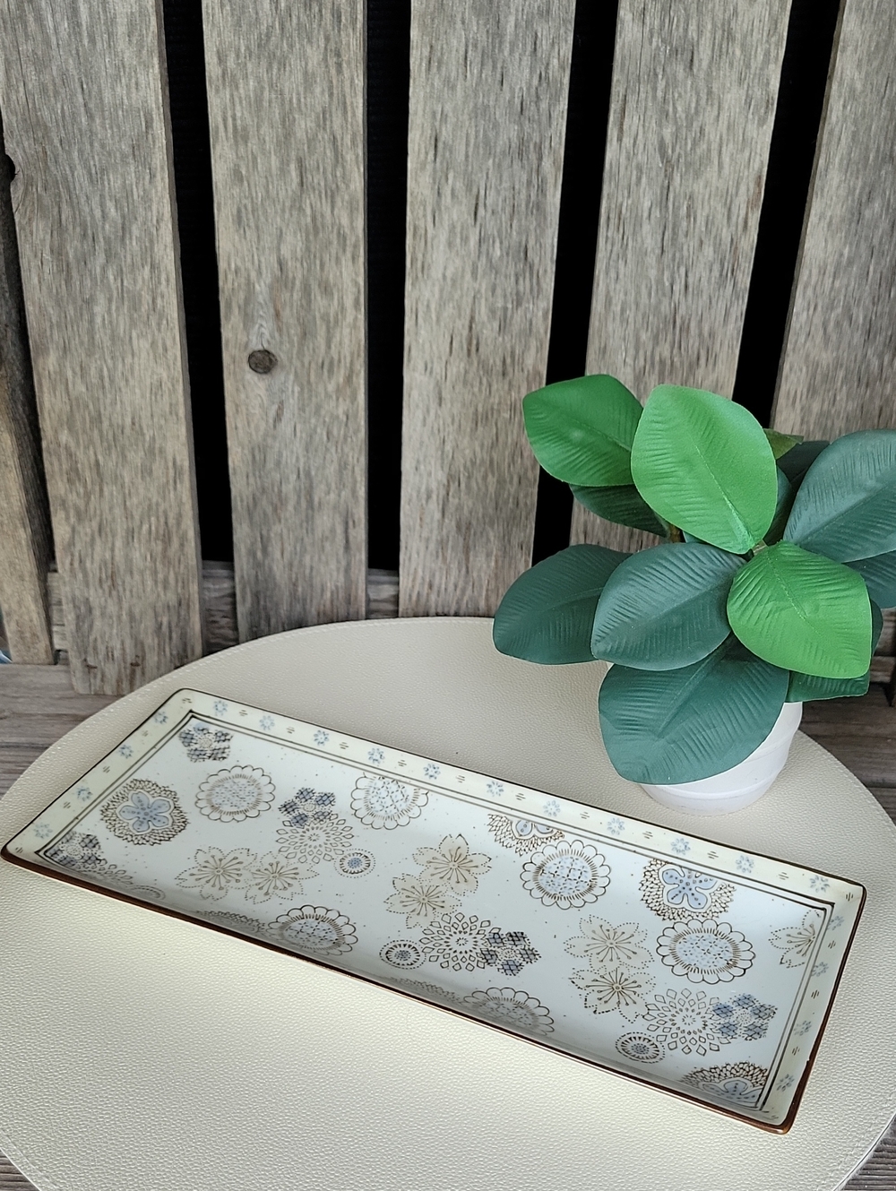 Cost Plus World Market Driftwood Floral Ceramic Sushi Platter